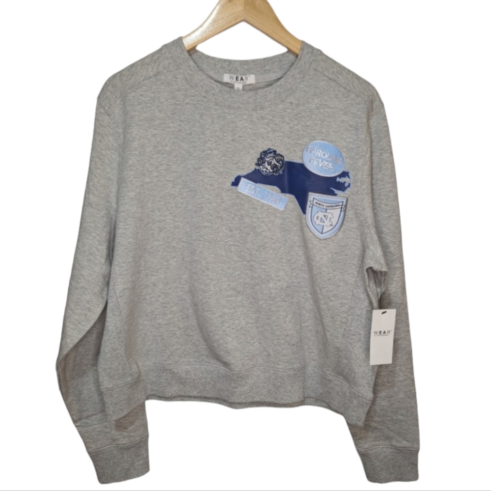 WEAR by Erin Andrews Heather Gray North Carolina Tar Heels Sweatshirt Si…